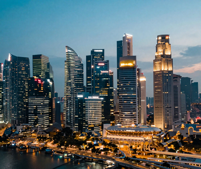 Singapore business district skyline